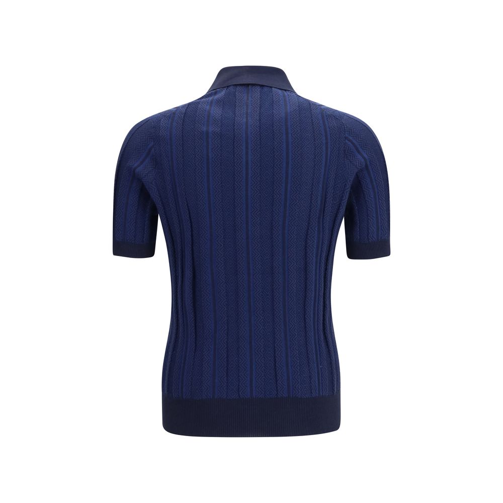 Brunello Cucinelli Blaues Baumwoll-Polohemd-2