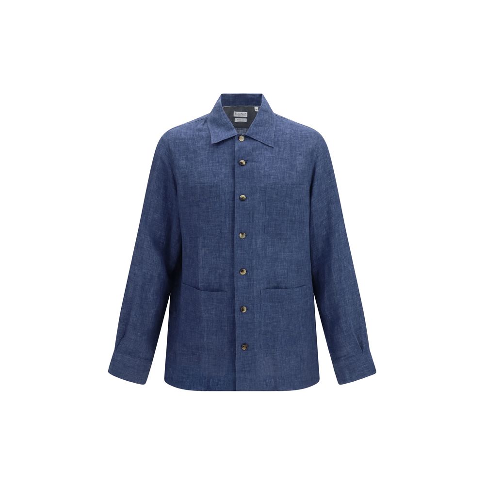 Brunello Cucinelli Blue Linen Blouse-1