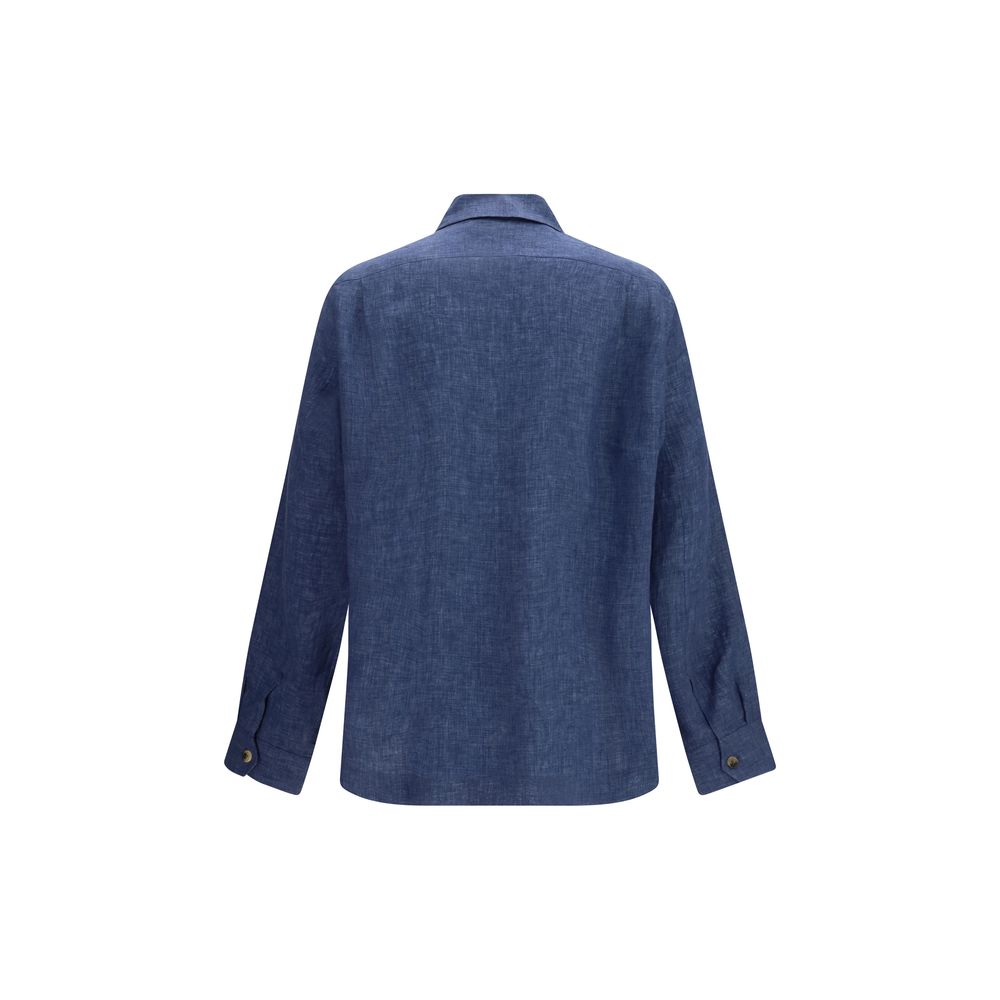 Brunello Cucinelli Blue Linen Blouse-2