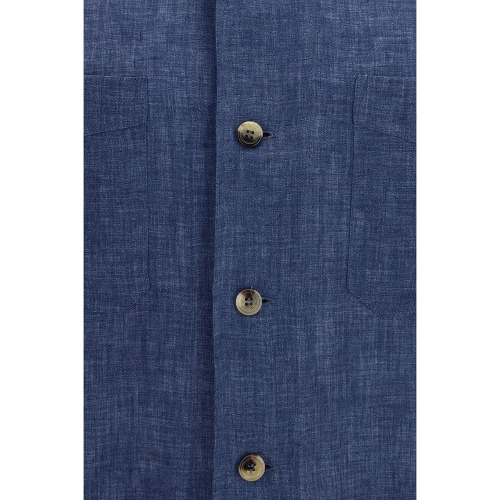 Brunello Cucinelli Blue Linen Blouse-3