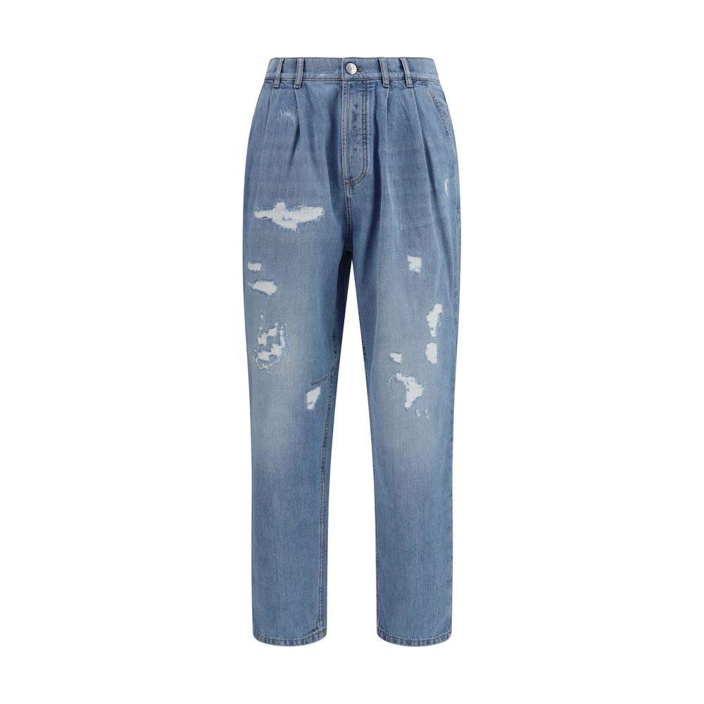 Brunello Cucinelli Blaue Jeans aus Baumwolle im geraden Schnitt-1