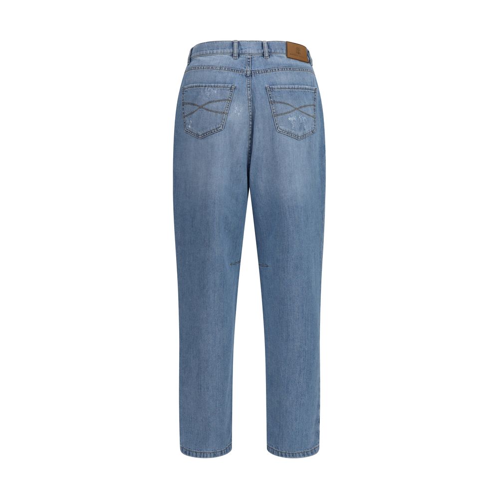 Brunello Cucinelli Blaue Jeans aus Baumwolle im geraden Schnitt-2