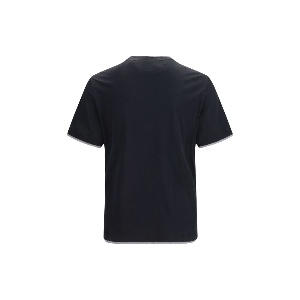 Brunello Cucinelli Schwarzes Seiden-T-Shirt-2
