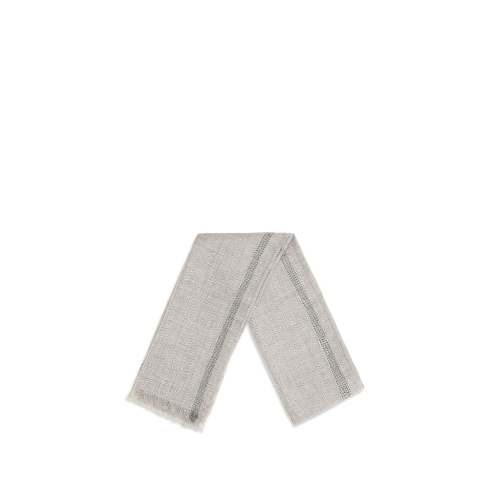 Brunello Cucinelli Grauer Leinen-Schal-2