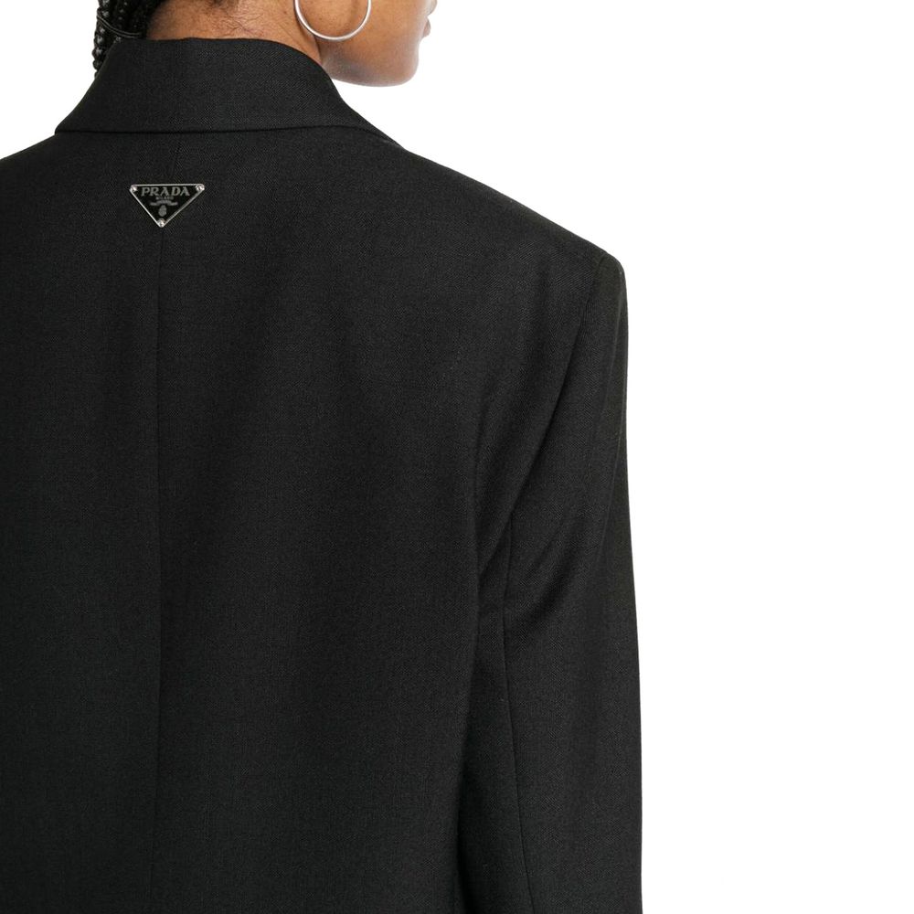 Prada Schwarzer Blazer aus reiner Schurwolle-4