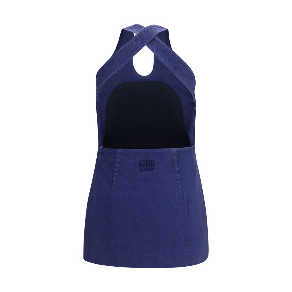 Miu Miu Blaues Baumwoll-Freizeitkleid-2