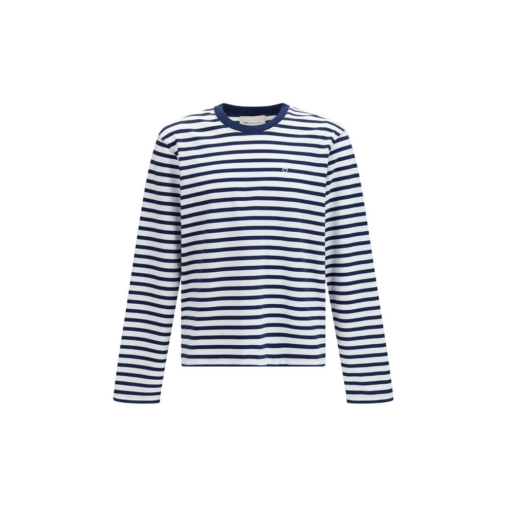 Ami Paris Blue Cotton Long Sleeve T-Shirt-1