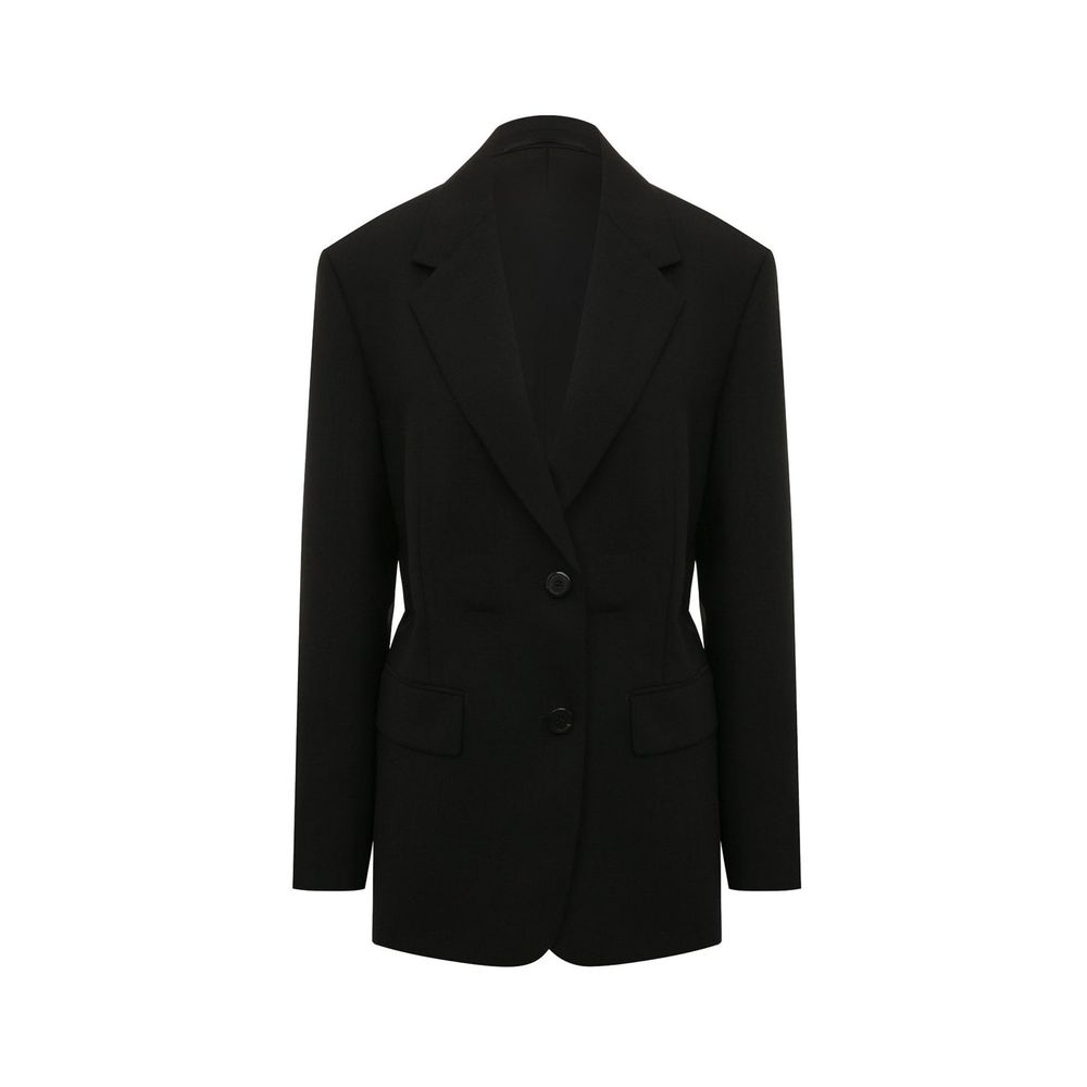 Prada Schwarzer Wollmantel aus Fleece-1