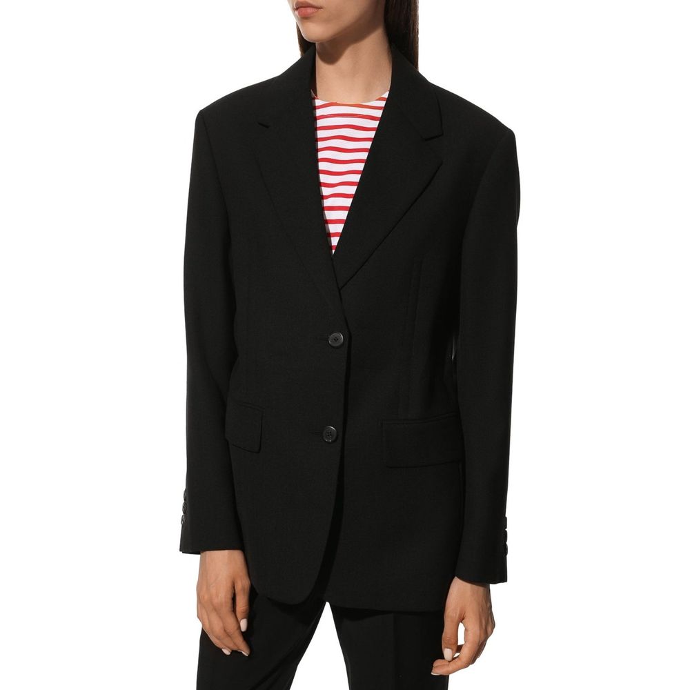 Prada Schwarzer Wollmantel aus Fleece-2