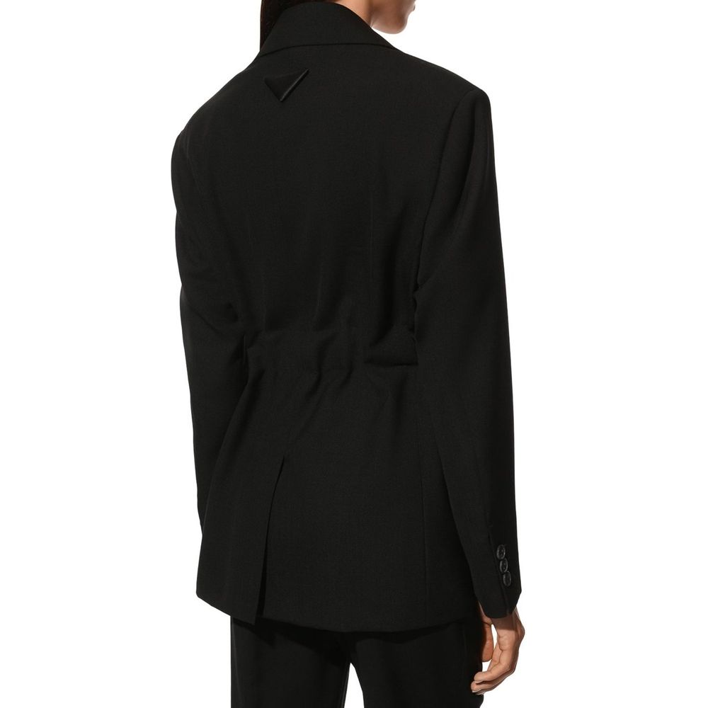Prada Schwarzer Wollmantel aus Fleece-3