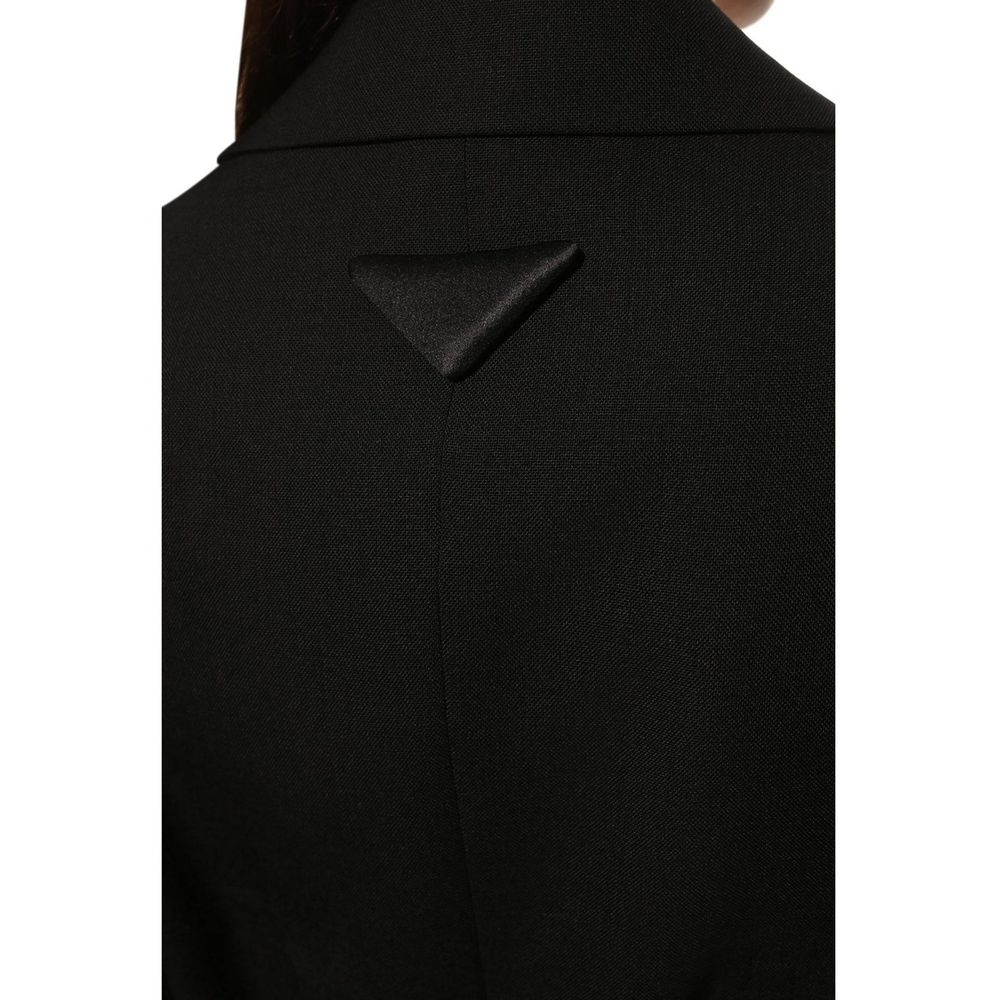 Prada Schwarzer Wollmantel aus Fleece-4