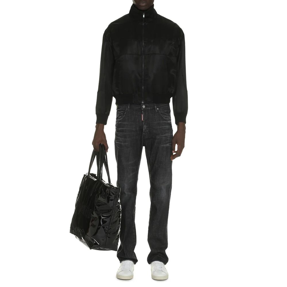 Saint Laurent Schwarzer Seidenbomber-2