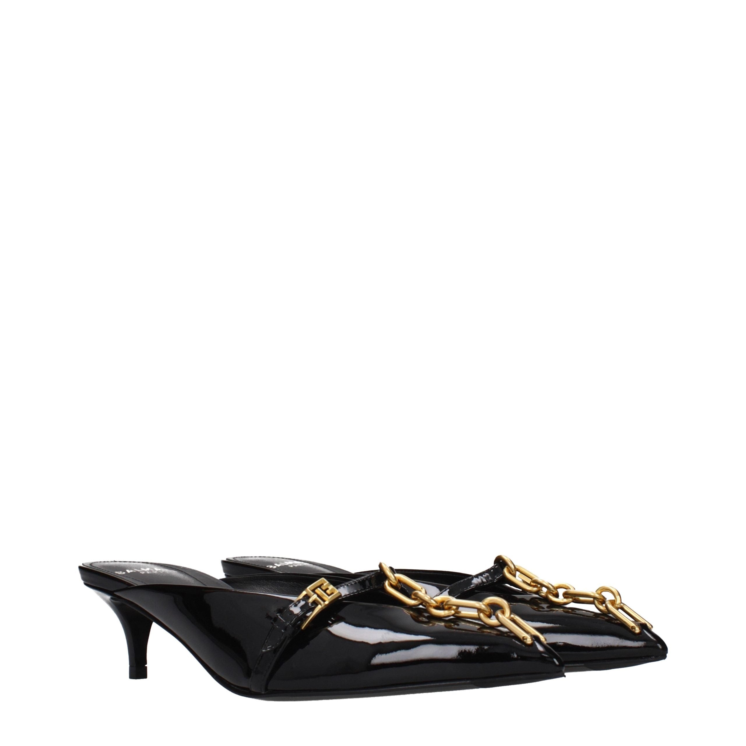 Balmain Schwarze Leder Plateau-Sandalen-2