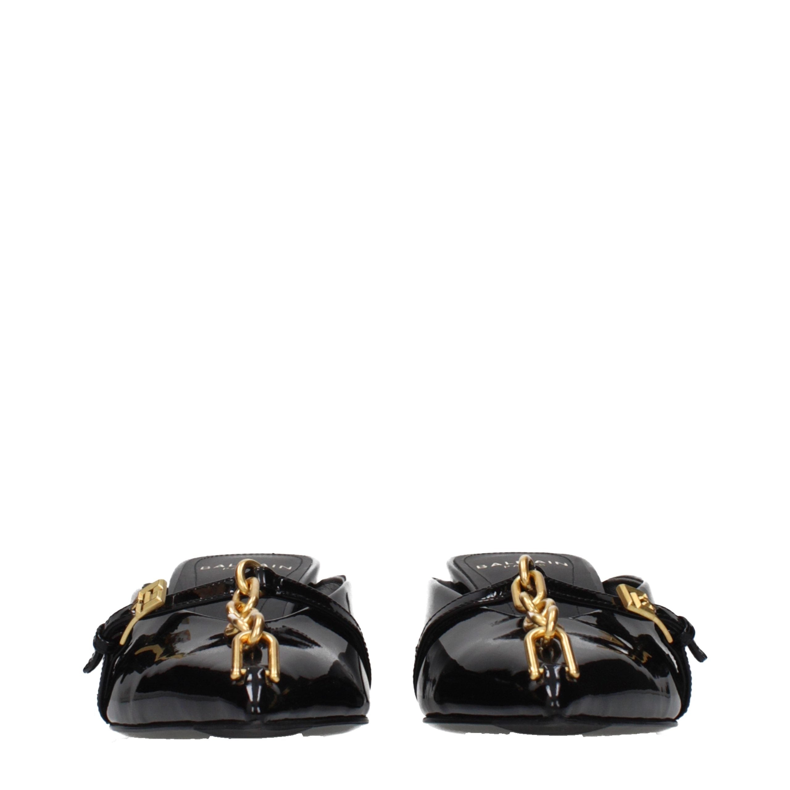 Balmain Schwarze Leder Plateau-Sandalen-3