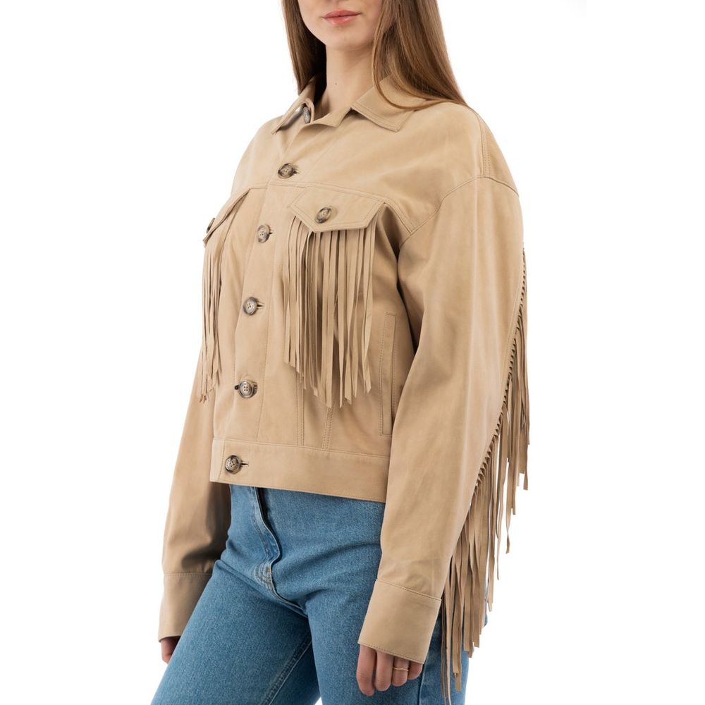 Moschino Beige Cotton Leather Jacket-2