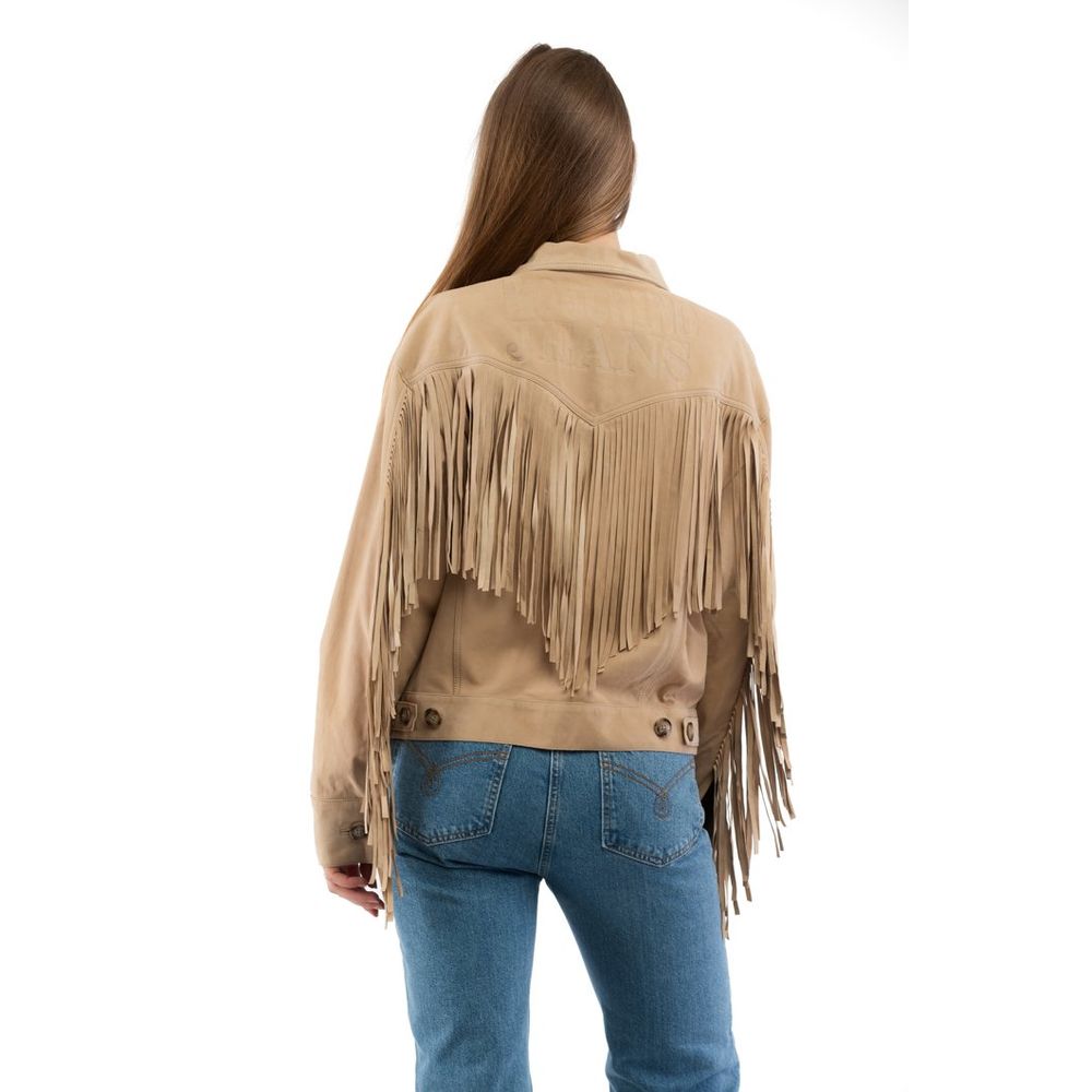 Moschino Beige Cotton Leather Jacket-3