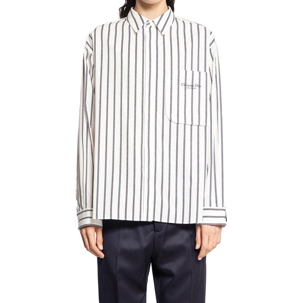 Dior Weißes Baumwollhemd mit Muster-2