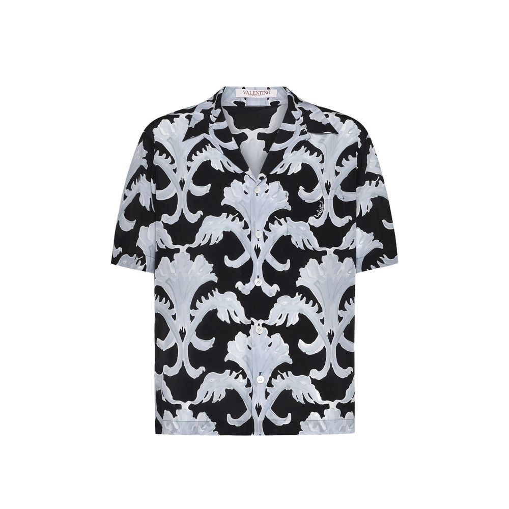 Valentino Garavani Schwarzes Seidenhemd mit Muster