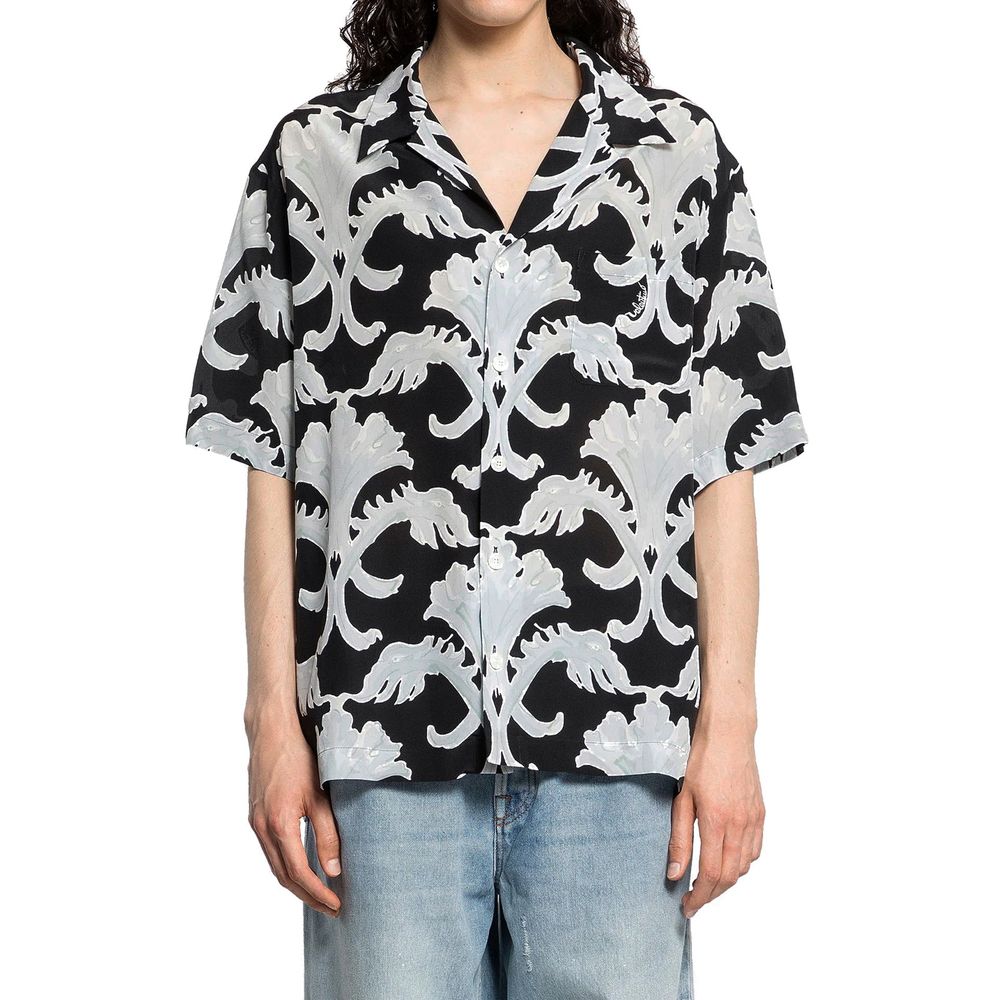 Valentino Garavani Schwarzes Seidenhemd mit Muster-2