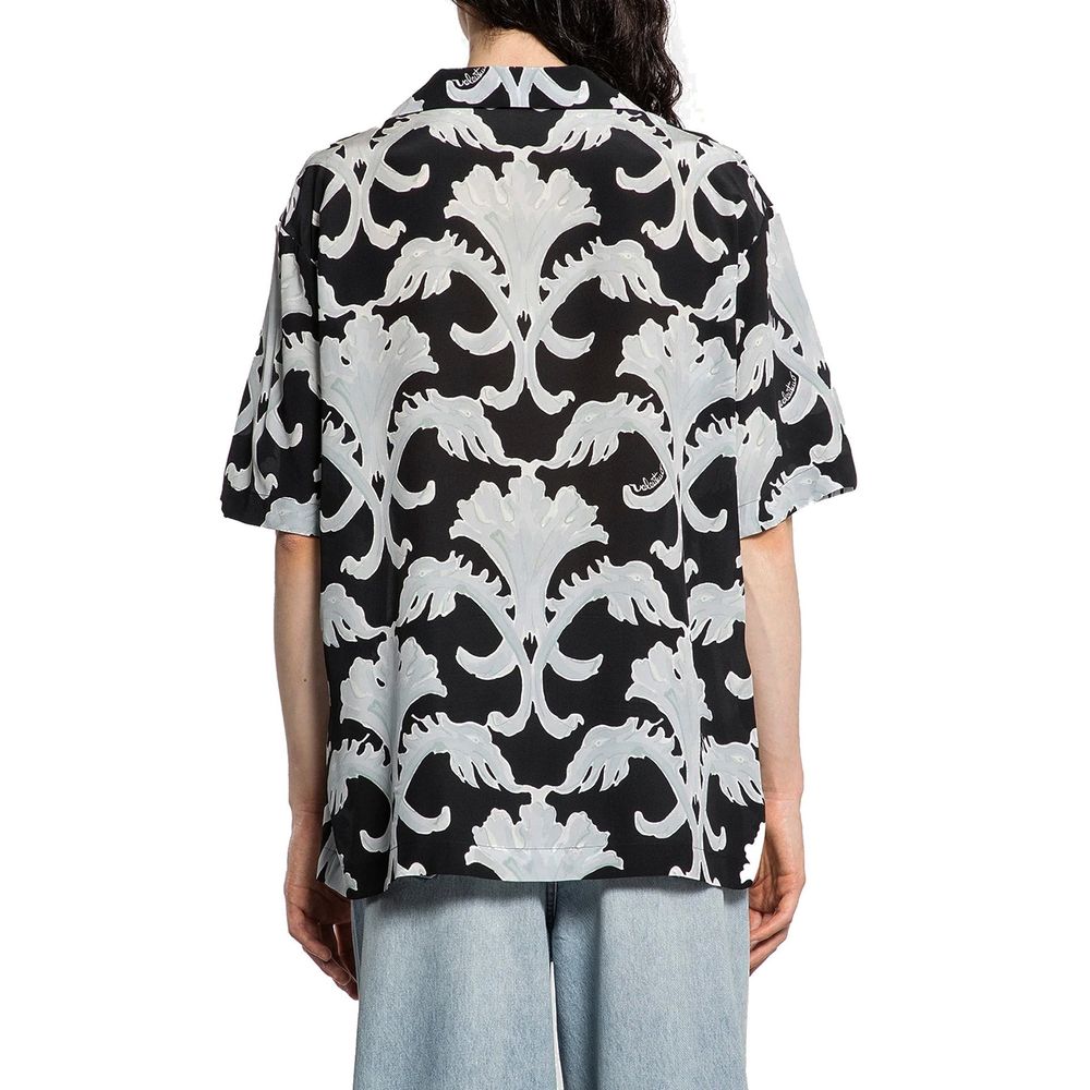 Valentino Garavani Schwarzes Seidenhemd mit Muster-3