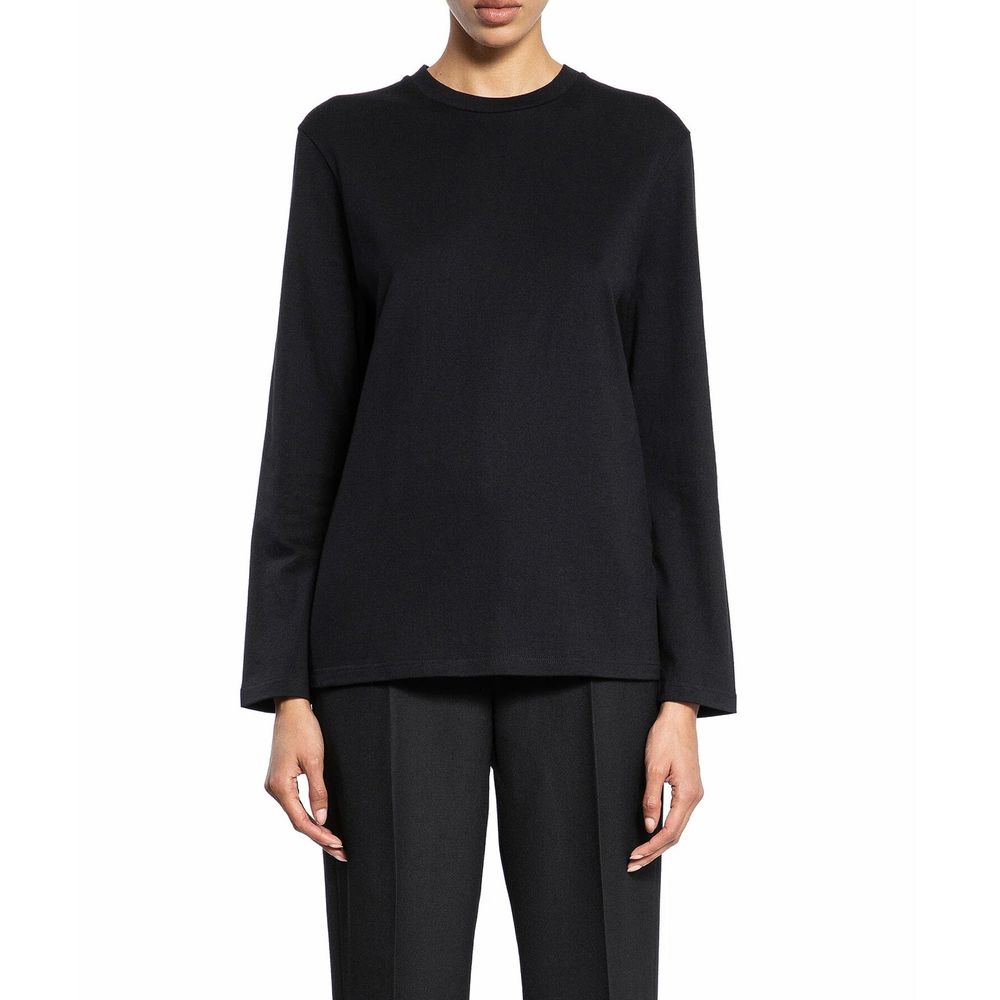 Jil Sander Schwarzes Langarm-T-Shirt aus Baumwolle-2