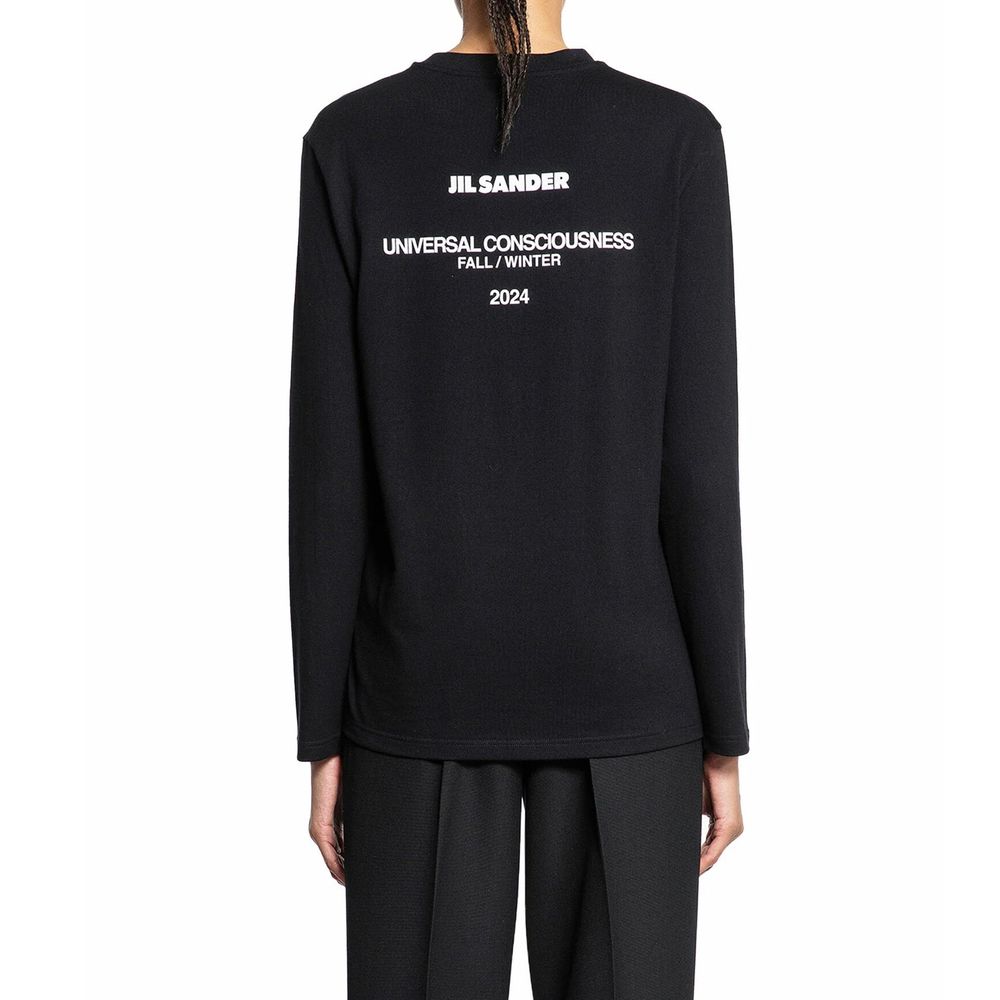 Jil Sander Schwarzes Langarm-T-Shirt aus Baumwolle-3