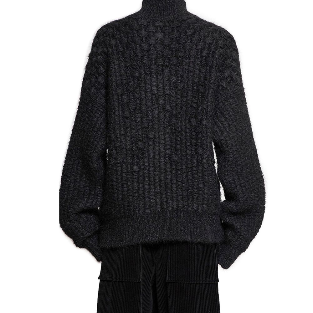 Jil Sander Schwarzer Cardigan aus Alpakaleder-3