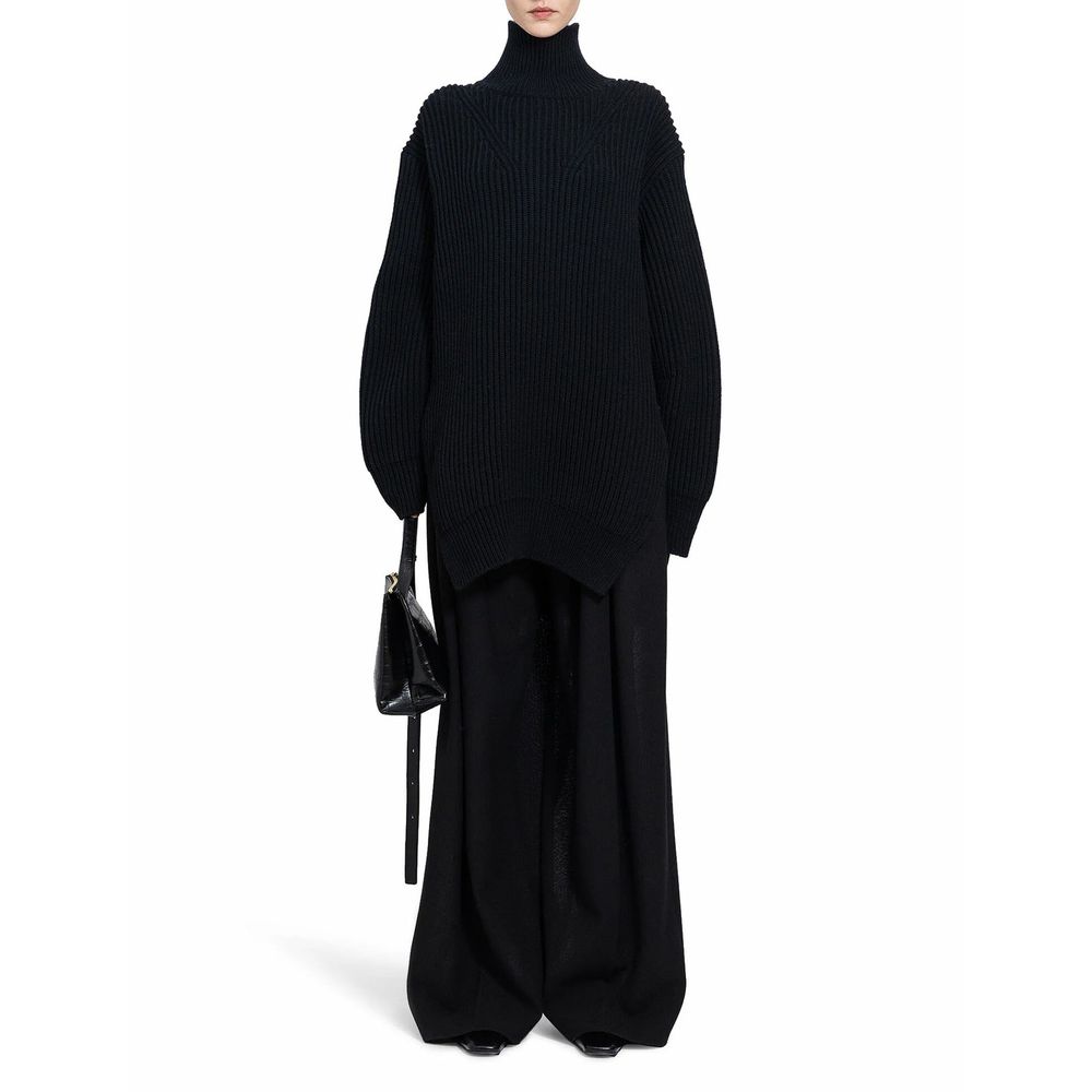 Jil Sander Schwarzer Wollrollkragenpullover-2