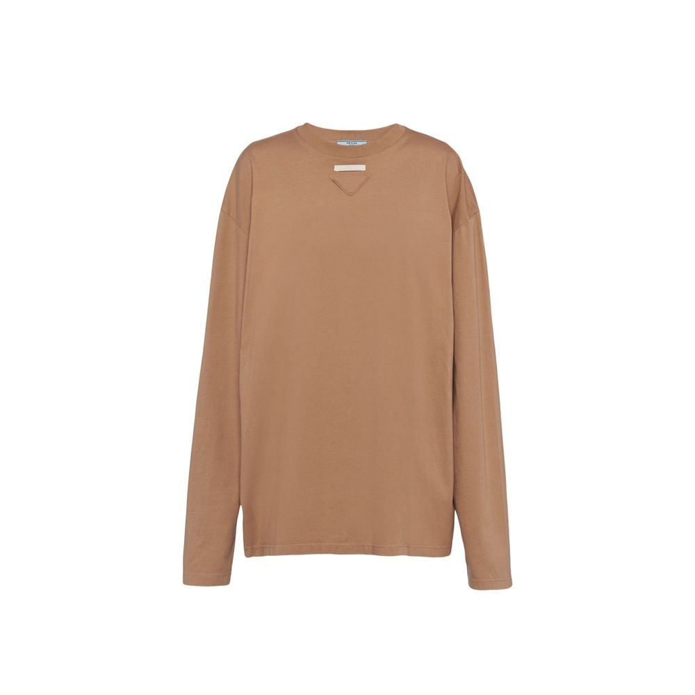 Prada Braunes Baumwoll-Langarmshirt-1