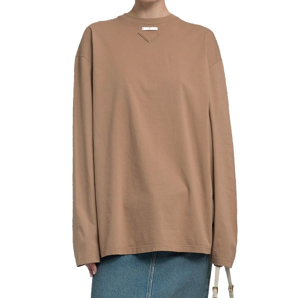 Prada Braunes Baumwoll-Langarmshirt-2
