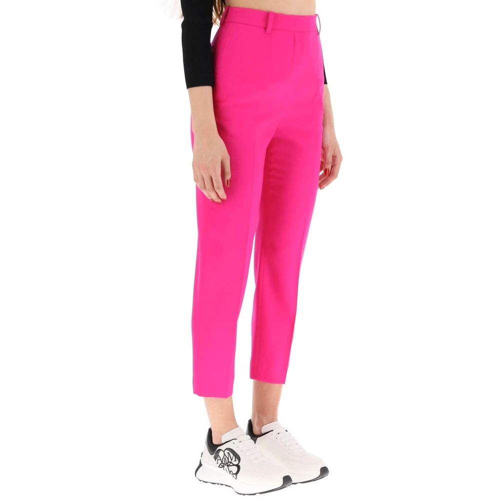 Alexander McQueen Gestreifte Wollhose in Cropped-Länge-2
