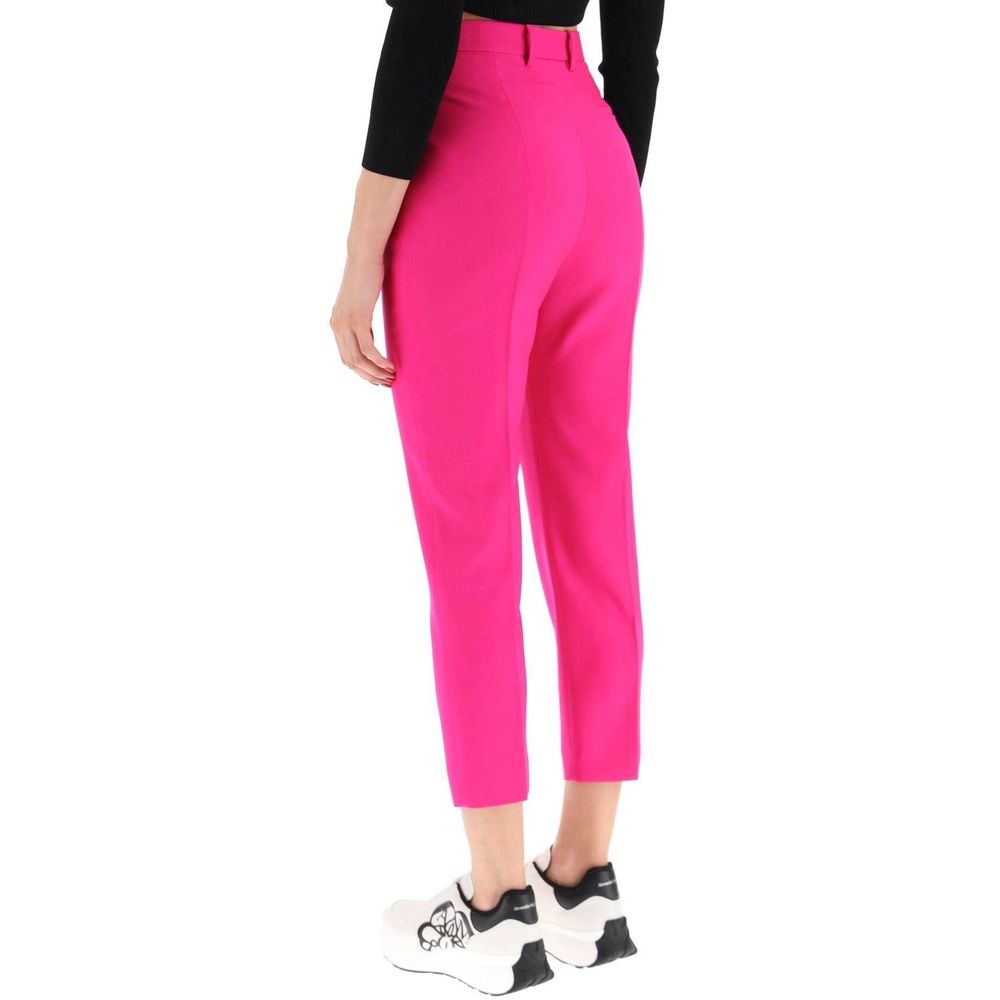 Alexander McQueen Gestreifte Wollhose in Cropped-Länge-3