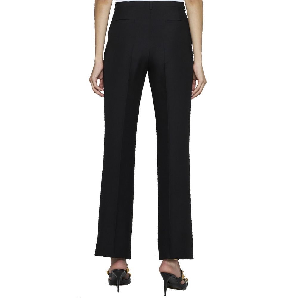 Valentino Garavani Schwarze Seidenhose mit ausgestelltem Bein-3