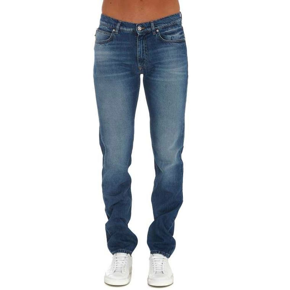 Versace Blaue Jeans aus Baumwolle im geraden Schnitt-2