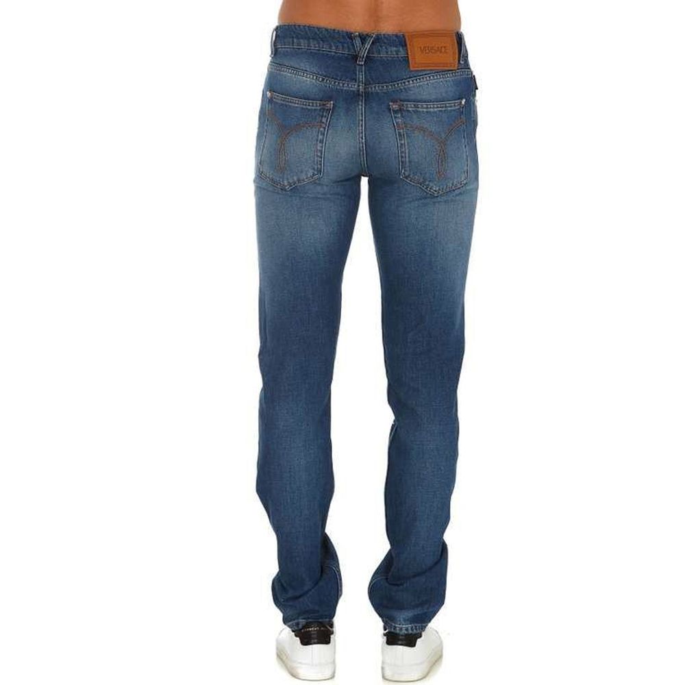 Versace Blaue Jeans aus Baumwolle im geraden Schnitt-3