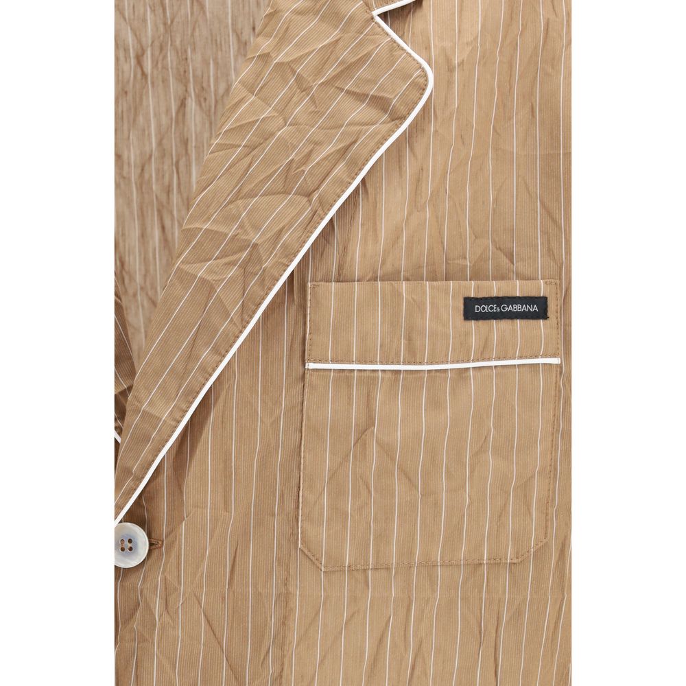 Dolce & Gabbana Beige Leinen-Morgenmantel-3