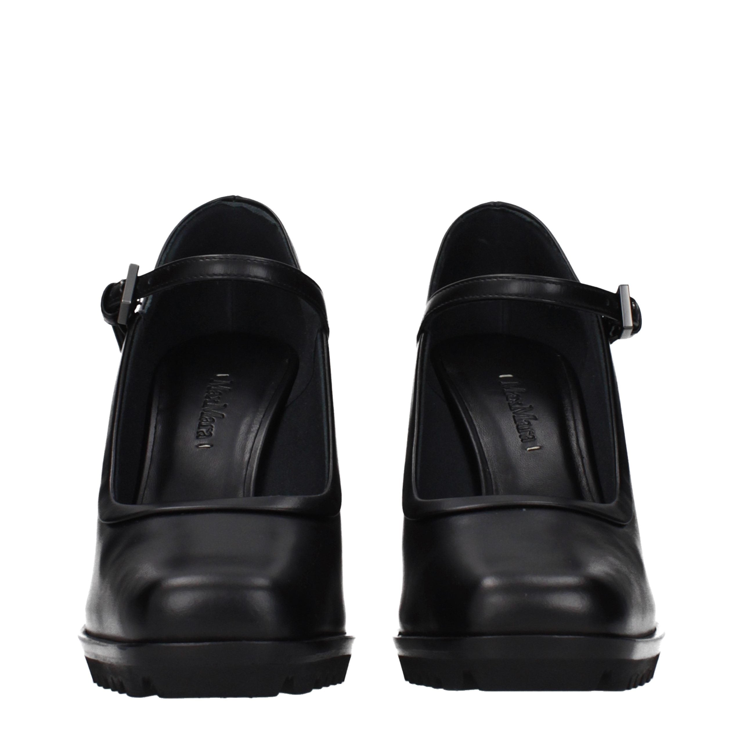 Max Mara Schwarze Leder Pumps mit hohem Absatz-3