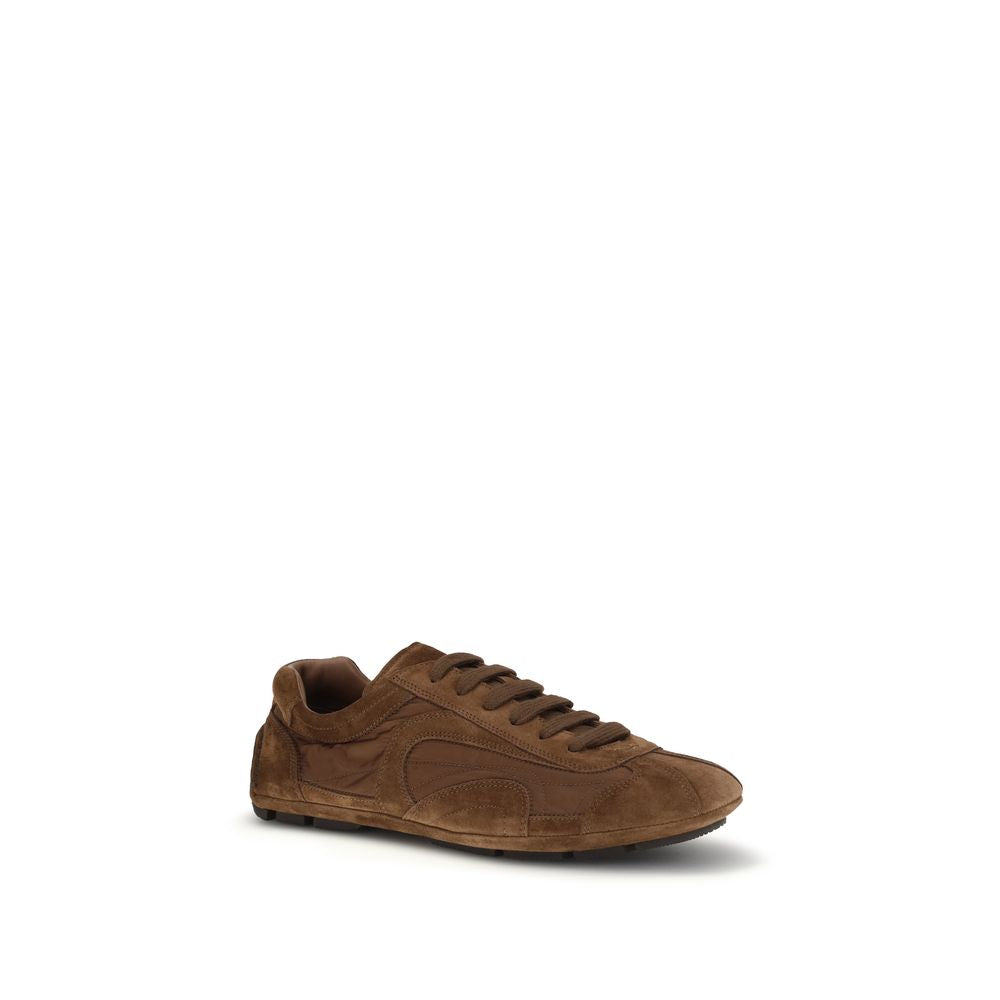 Prada Braune Kalbsleder Bos Taurus Low Top Sneaker-2