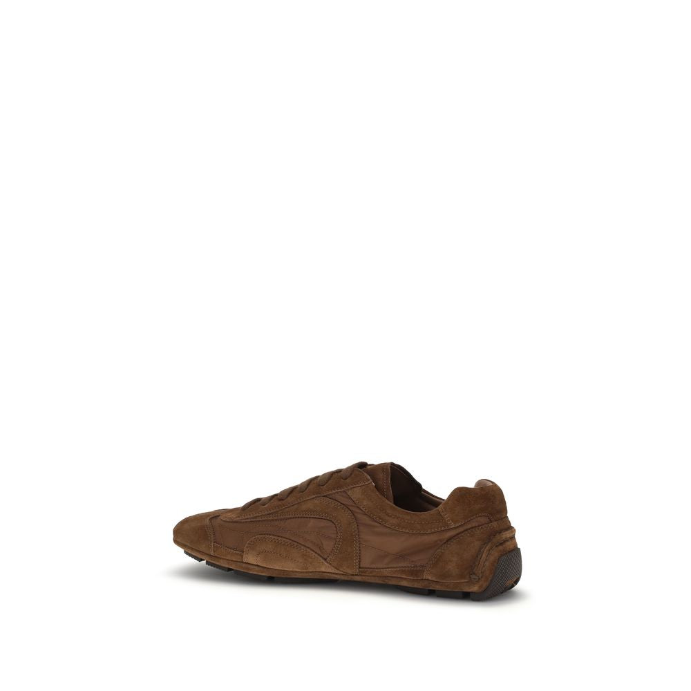 Prada Braune Kalbsleder Bos Taurus Low Top Sneaker-3