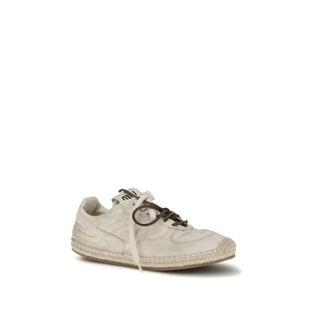 Miu Miu Beige Cotton Platform Sneakers-2