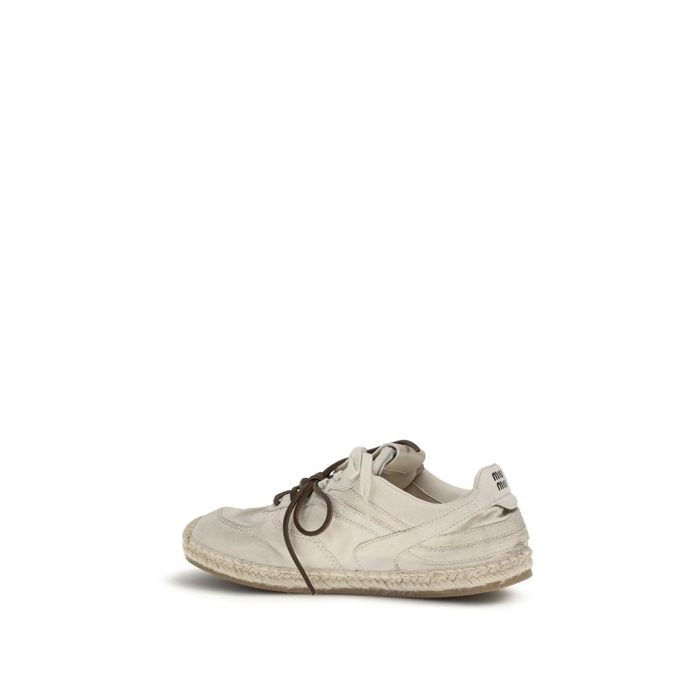 Miu Miu Beige Cotton Platform Sneakers-3