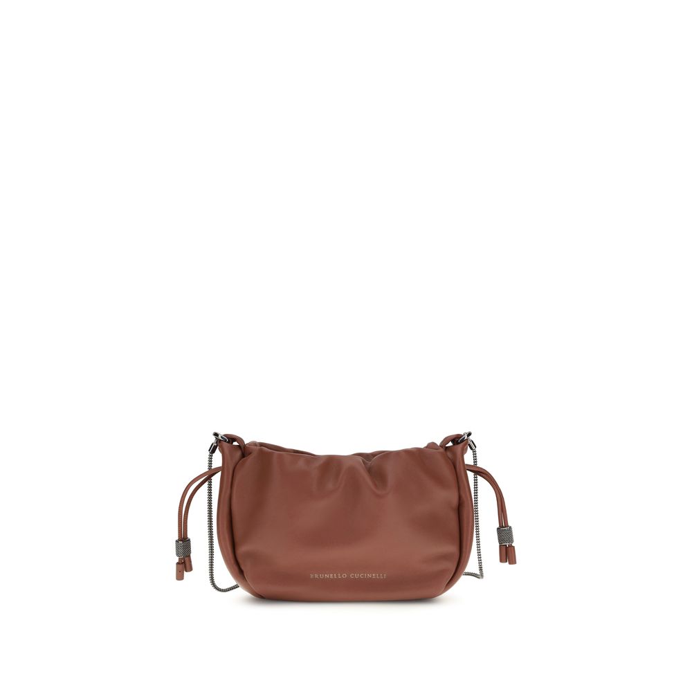Brunello Cucinelli Braune Kalbsleder Bos Taurus Schultertasche-1