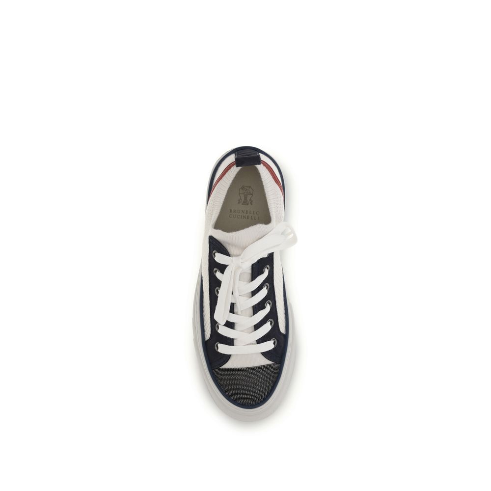 Brunello Cucinelli Mehrfarbige Low-Top-Sneaker aus Baumwolle-4
