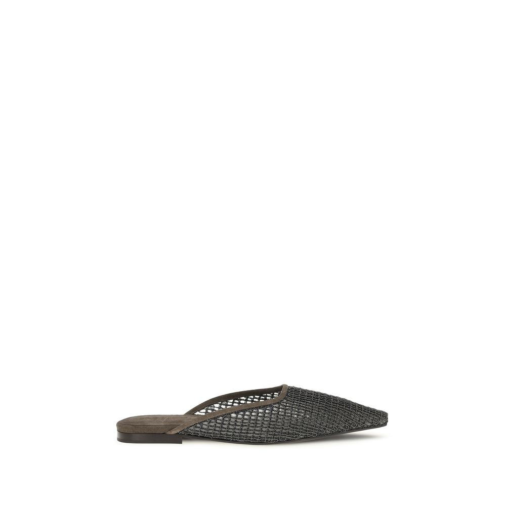 Brunello Cucinelli Braune Kalbsleder-Ballerinas Bos Taurus-1