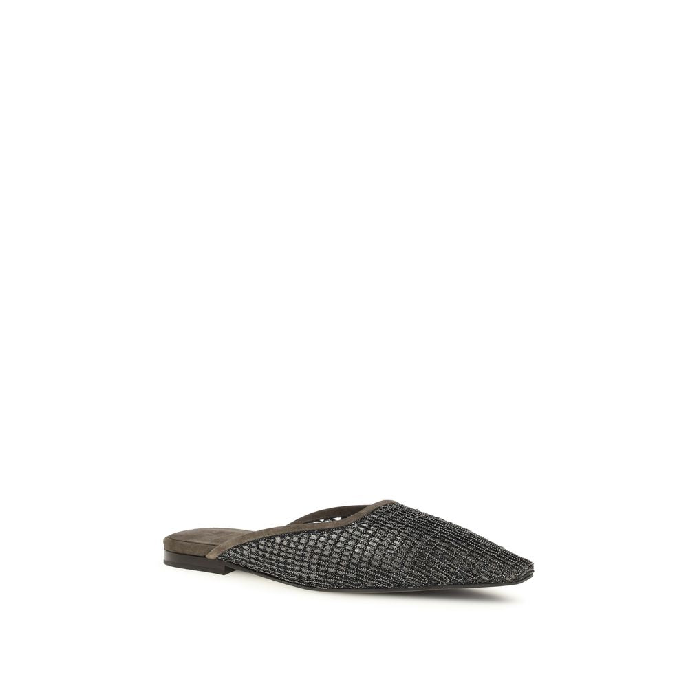 Brunello Cucinelli Braune Kalbsleder-Ballerinas Bos Taurus-2