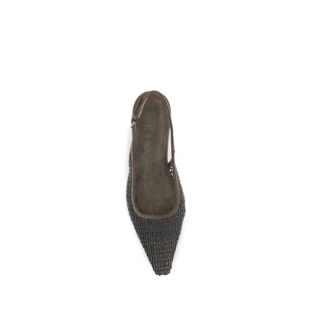 Brunello Cucinelli Braune Kalbsleder-Ballerinas Bos Taurus-4
