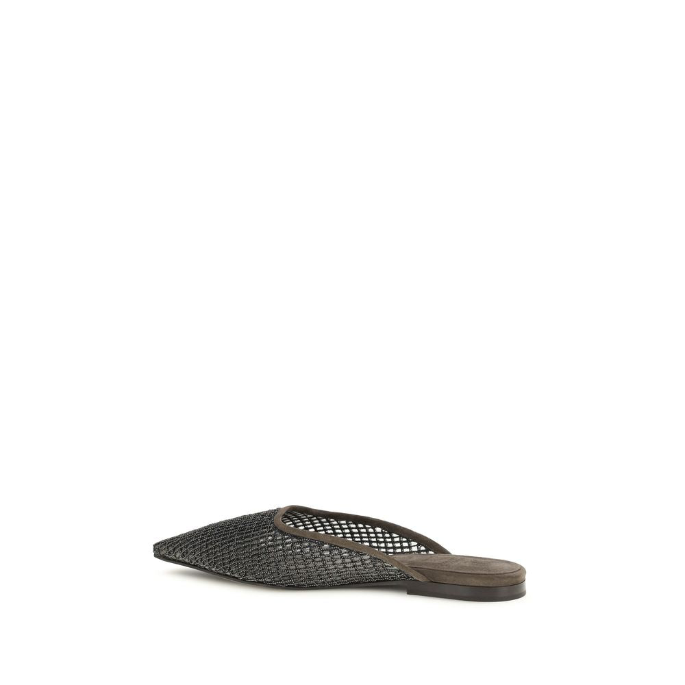 Brunello Cucinelli Braune Kalbsleder-Ballerinas Bos Taurus-3