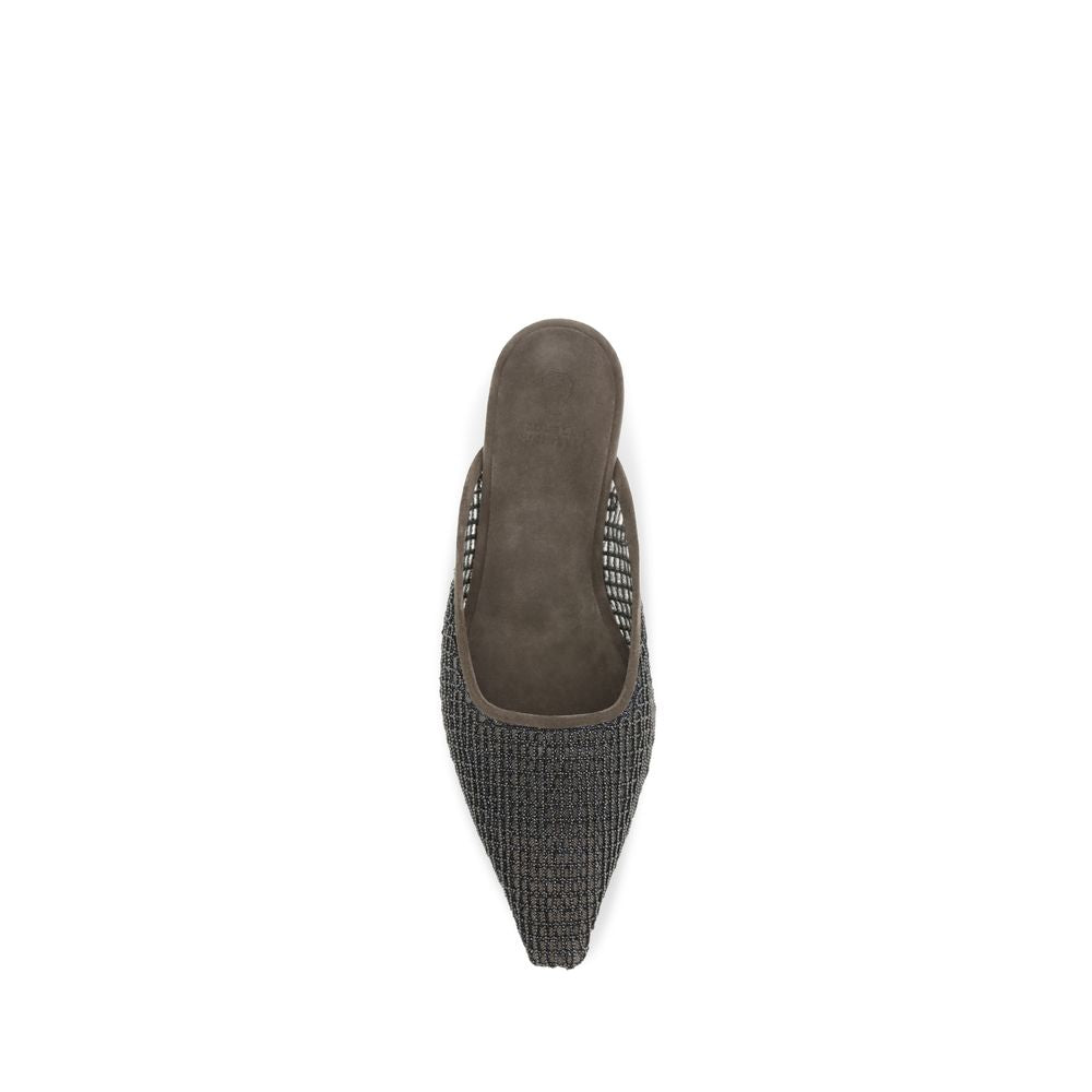 Brunello Cucinelli Braune Kalbsleder-Ballerinas Bos Taurus-4