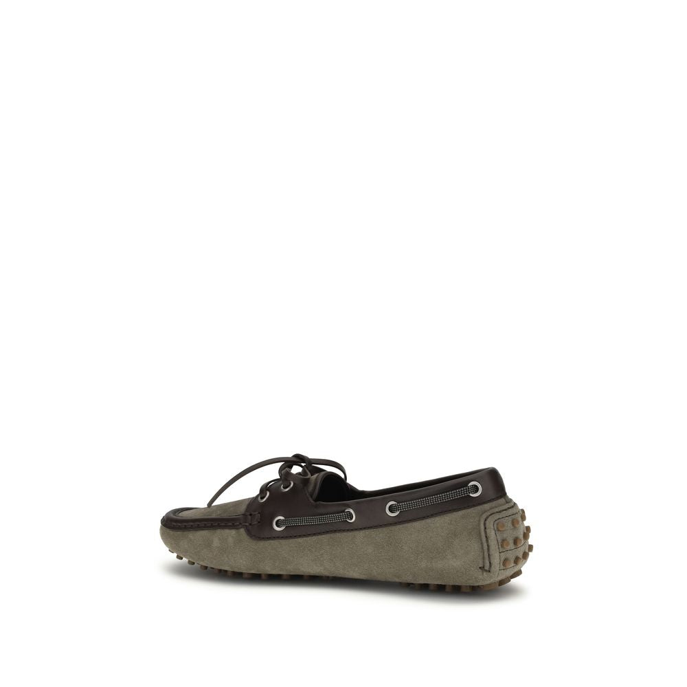 Brunello Cucinelli Graue Kalbsleder Bos Taurus Slipper-Loafer-3