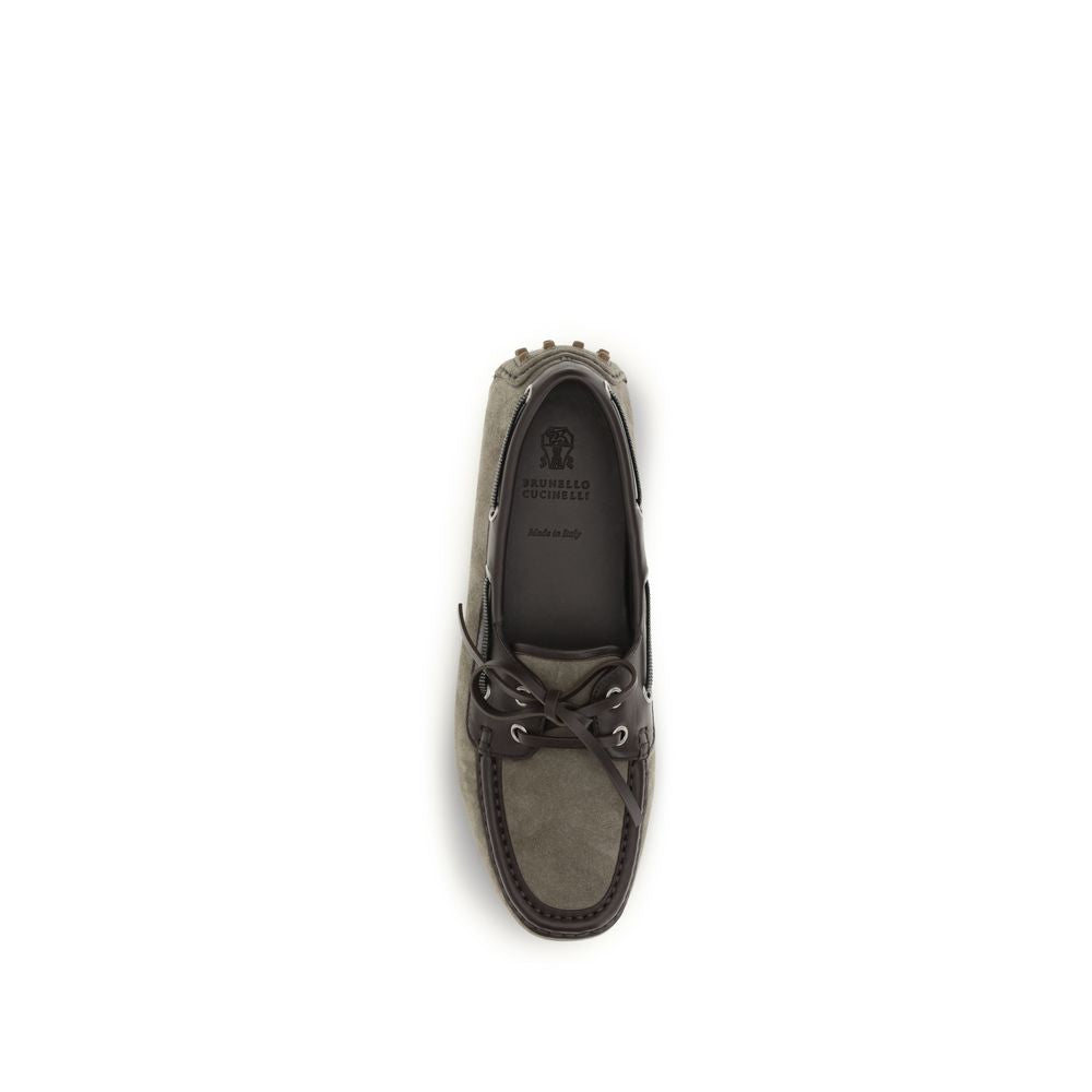 Brunello Cucinelli Graue Kalbsleder Bos Taurus Slipper-Loafer-4